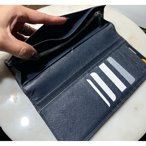 PRADA Unisex Wallet Long Saffiano Black 2MV836 Many Card Pockets - Picture 7 of 14